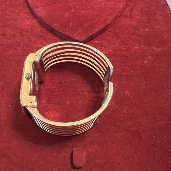 Geneva Quartz Gold Silver Patina Metal Cuff Watch - Picture 4 of 8